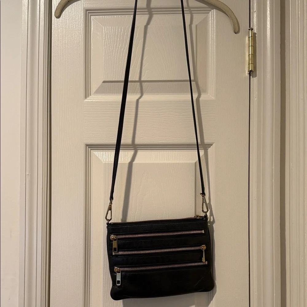 Vintage Rebecca Minkoff Black Leather Rockstar Elegant Crossbody Gold Hardware